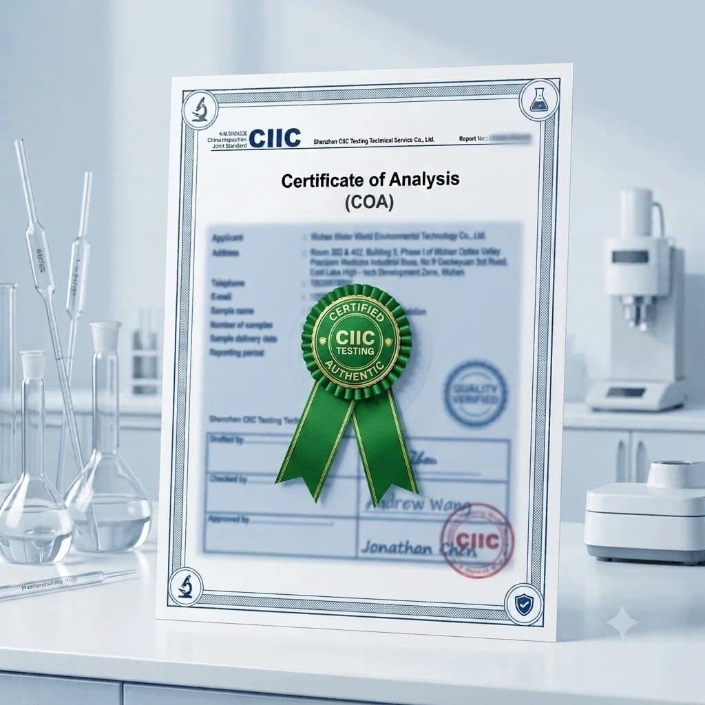 Certificate of Analysis for USP-Grade Reconstitution Solution