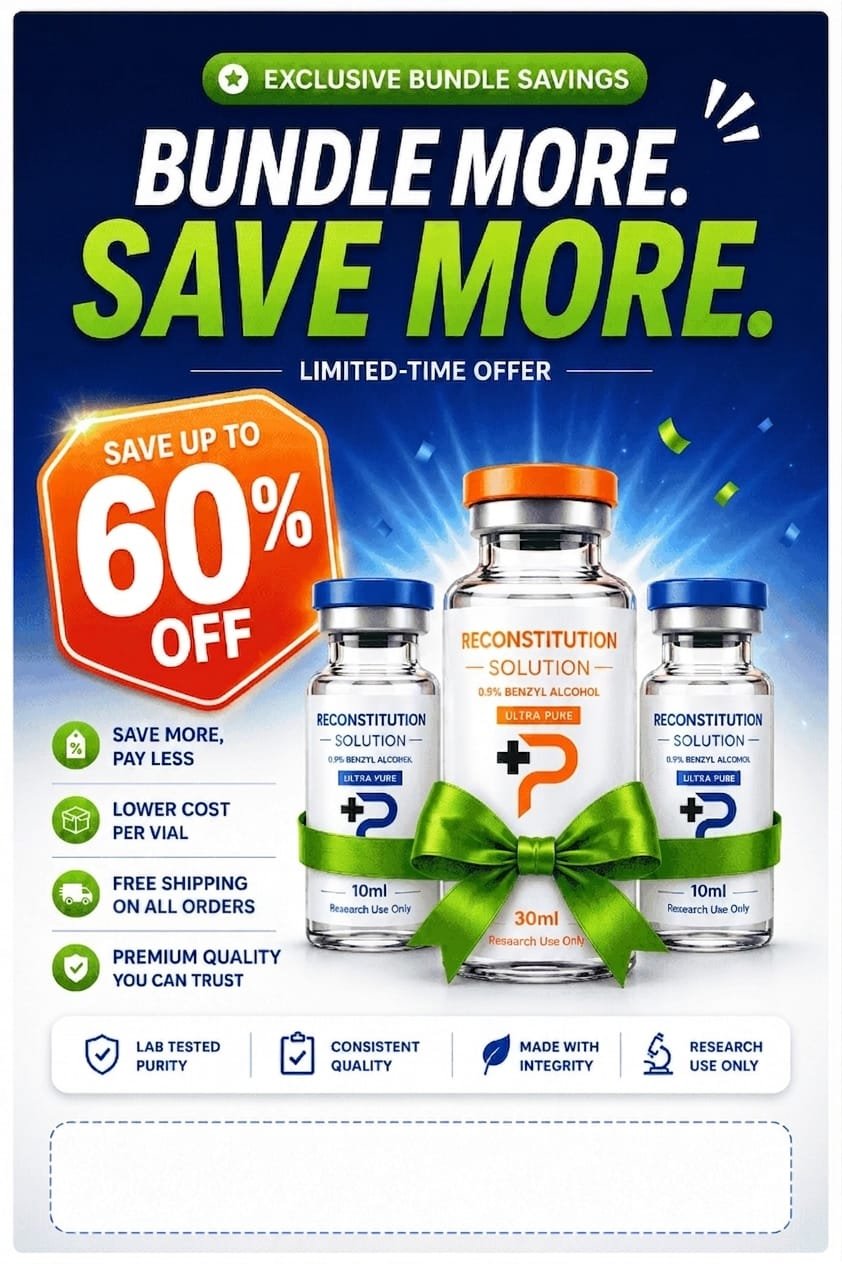 Bundle More. Save More. Limited-time offer, save up to 60% off. Save more pay less, lower cost per vial, free shipping on qualifying orders, premium quality you can trust.